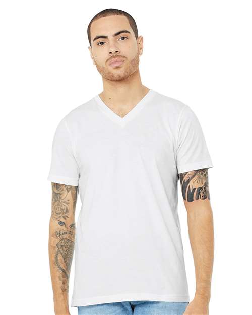 Unisex Heather CVC V-Neck Tee - L
