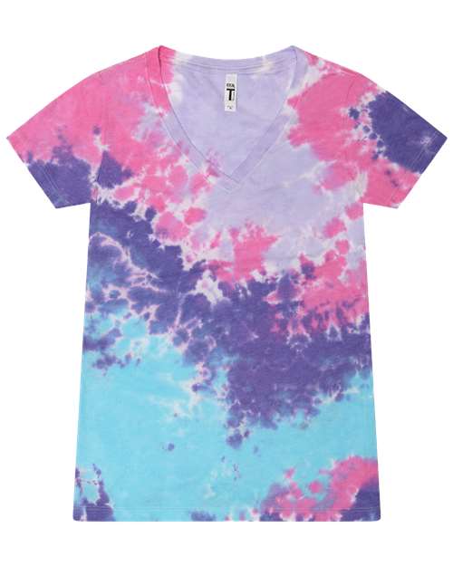 Women's Tie-Dyed V-Neck T-Shirt 1075