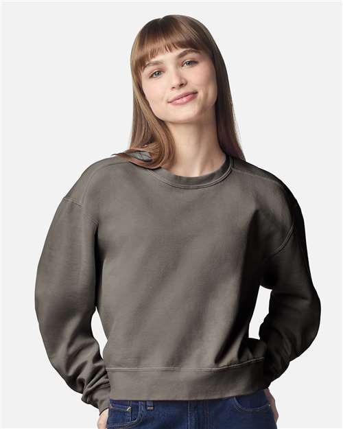 Women's Garment-Dyed Mid-Length Crewneck Sweatshirt 1566L