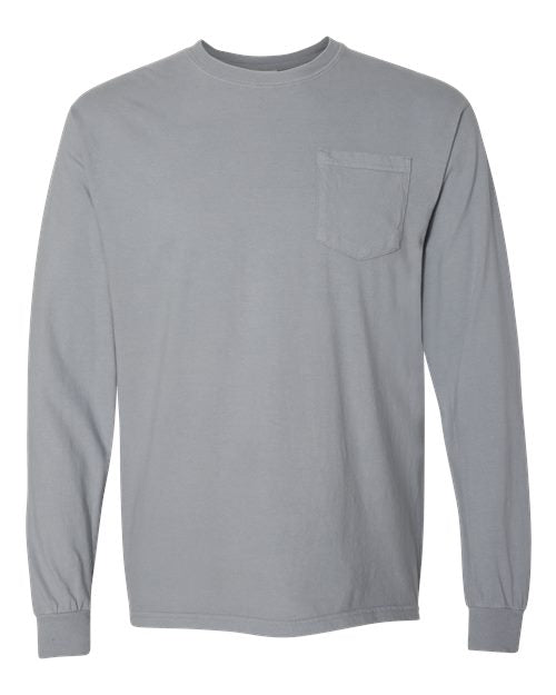 Garment-Dyed Heavyweight Long Sleeve Pocket T-Shirt - L