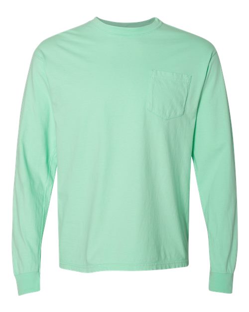 Garment-Dyed Heavyweight Long Sleeve Pocket T-Shirt - L