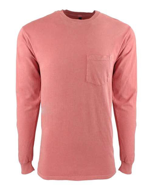 Unisex Inspired Dye Long Sleeve Pocket T-Shirt 7451