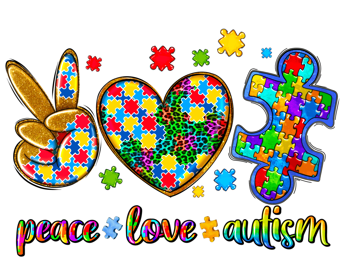 Peace, Love, Autism DTF Print