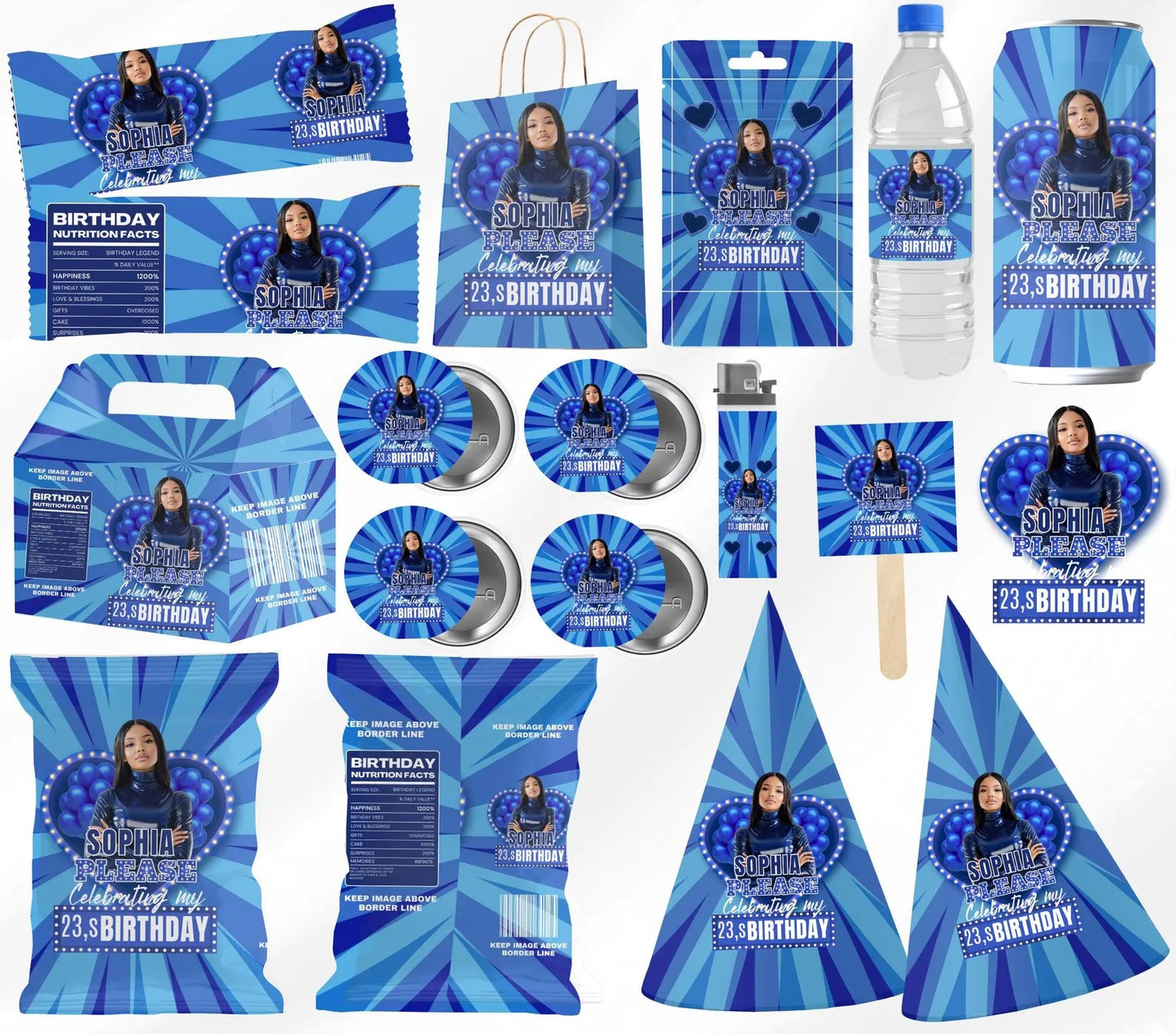 Blue Heart Birthday Party Favors