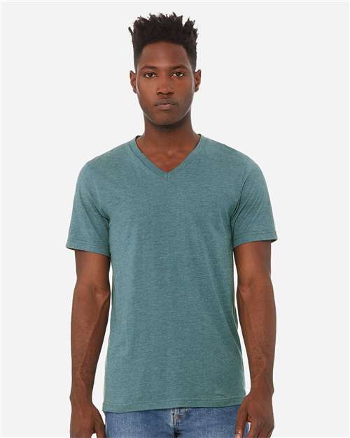 Unisex Heather CVC V-Neck Tee - L