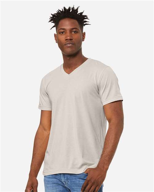 Unisex Heather CVC V-Neck Tee - L