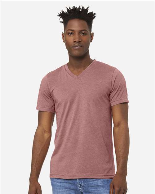 Unisex Heather CVC V-Neck Tee - L