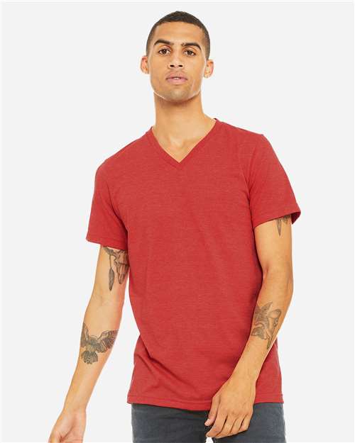 Unisex Heather CVC V-Neck Tee - L