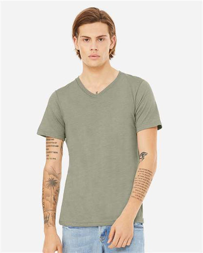 Unisex Heather CVC V-Neck Tee - XS