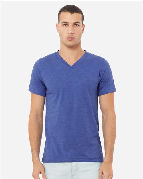 Unisex Heather CVC V-Neck Tee - L