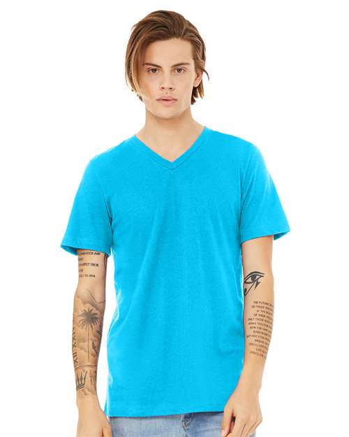 Unisex Heather CVC V-Neck Tee - L