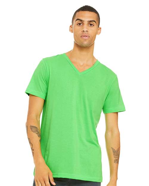 Unisex Heather CVC V-Neck Tee - L
