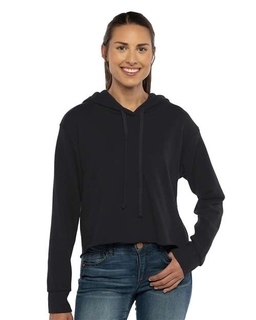 Women's Laguna Sueded Raw Edge Crop Hoodie Sweatshirt 9384