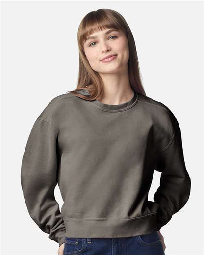 Women's Garment-Dyed Mid-Length Crewneck Sweatshirt 1566L