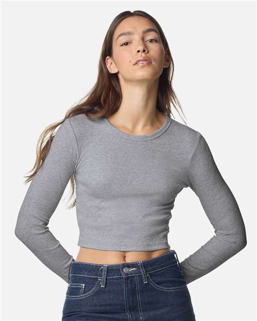 Women's Baby Rib Long Sleeve Cropped Tee BR2107