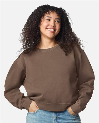 Women's Garment-Dyed Mid-Length Crewneck Sweatshirt 1566L