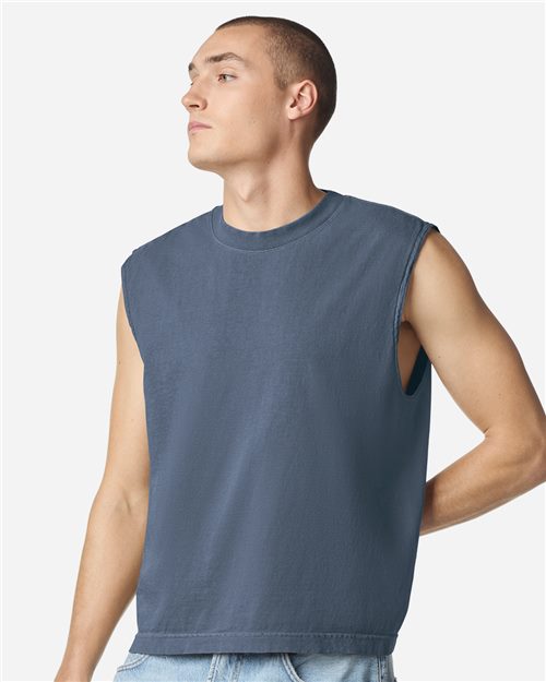 Unisex Heavyweight Cotton Garment-Dyed Mid-Length Muscle Tee 207GD