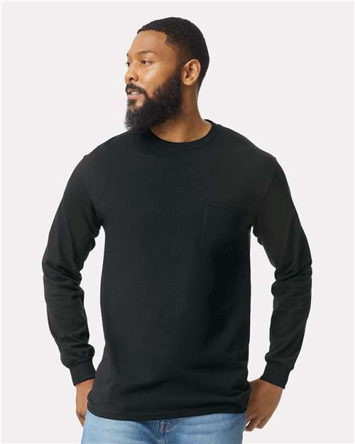 Men's Ultra CottonÂ® Long Sleeve Pocket T-Shirt
