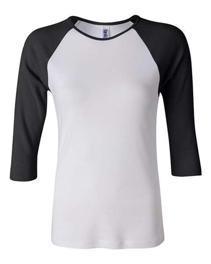 Womenâ€™s 1X1 Baby Rib Raglan Three-Quarter Sleeve Tee