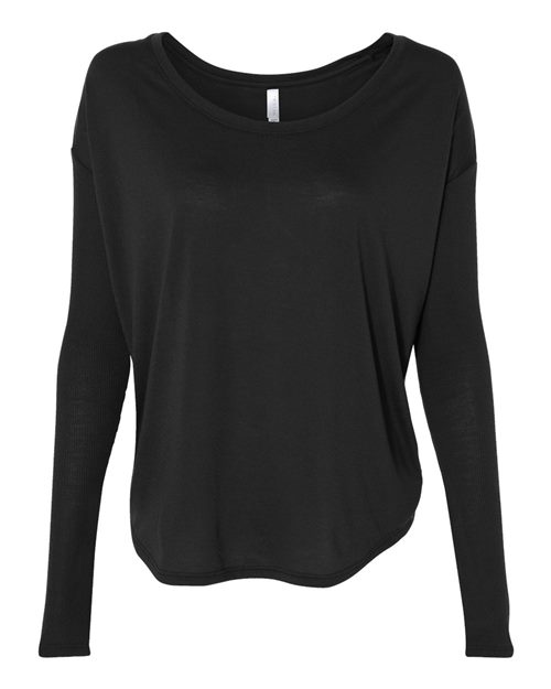 Womenâ€™s Flowy 2x1 Ribbed Long Sleeve Tee