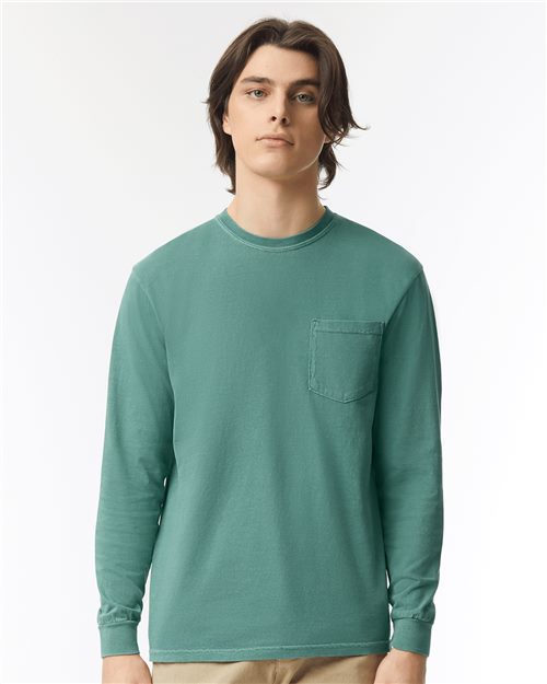 Garment-Dyed Heavyweight Long Sleeve Pocket T-Shirt - S