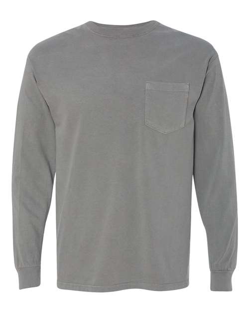 Garment-Dyed Heavyweight Long Sleeve Pocket T-Shirt - L