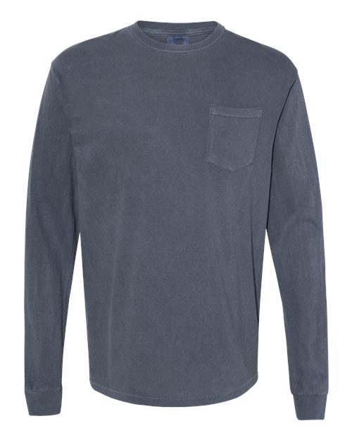 Garment-Dyed Heavyweight Long Sleeve Pocket T-Shirt - L