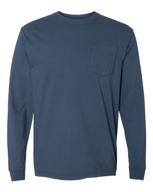 Garment-Dyed Heavyweight Long Sleeve Pocket T-Shirt - L