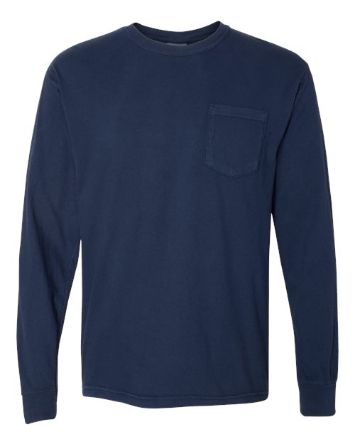 Garment-Dyed Heavyweight Long Sleeve Pocket T-Shirt - L