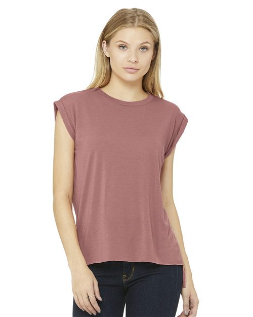 Womenâ€™s Flowy Rolled Cuffs Muscle Tee