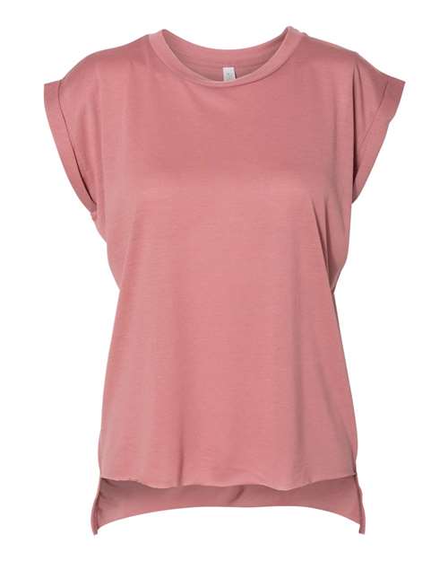 Womenâ€™s Flowy Rolled Cuffs Muscle Tee