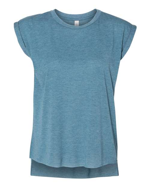 Womenâ€™s Flowy Rolled Cuffs Muscle Tee