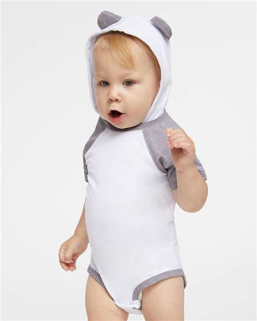 Infant Fine Jersey Raglan Bodysuit with Hood & Ears 4417