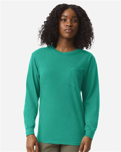 Unisex Garment-Dyed Heavyweight Long Sleeve Pocket T-Shirt 4410