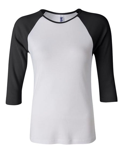 Womenâ€™s 1X1 Baby Rib Raglan Three-Quarter Sleeve Tee