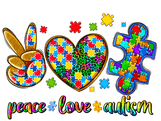 Peace, Love, Autism DTF Print