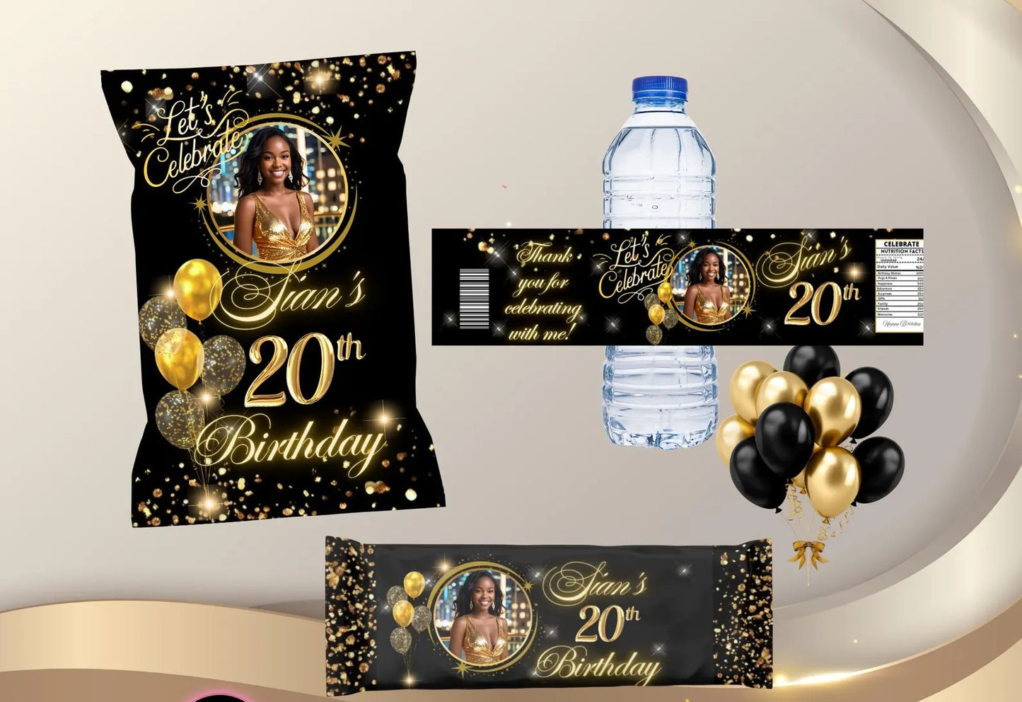 Black & Gold Birthday Party Favors