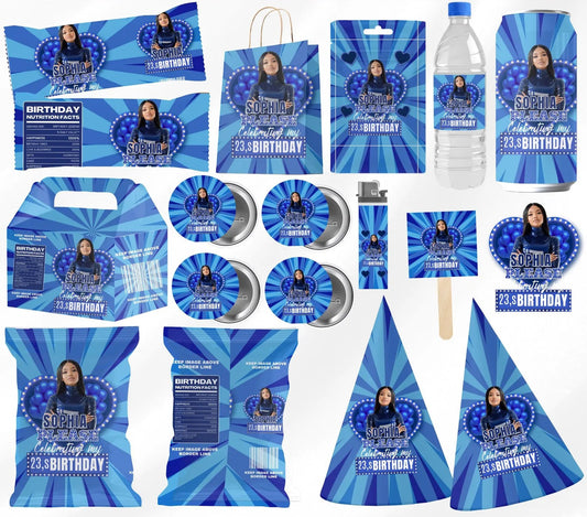 Blue Heart Birthday Party Favors